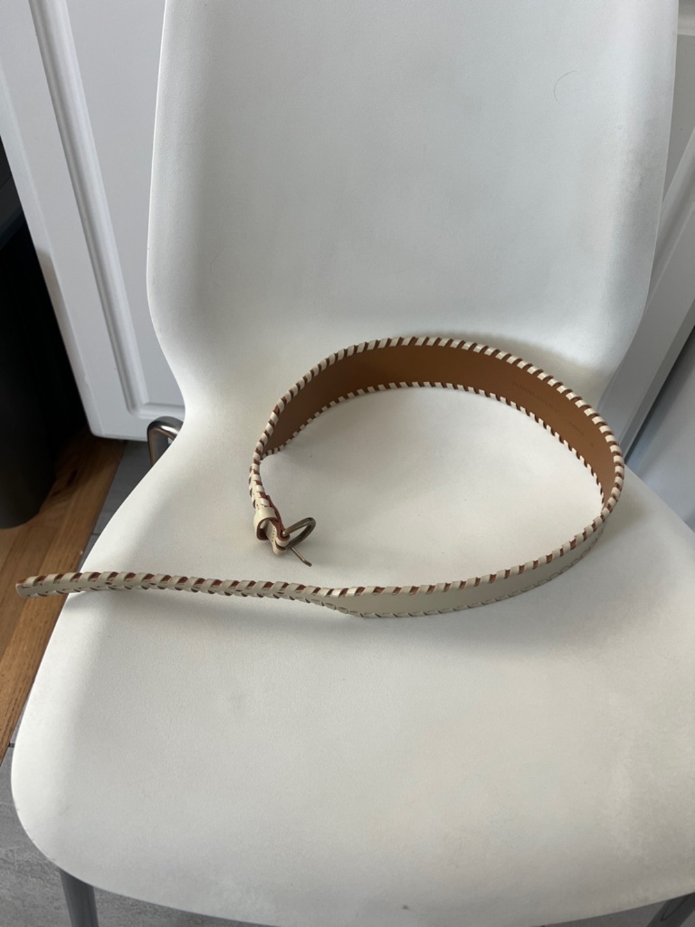 Women’s Braided Edge Leather Belt - Cream